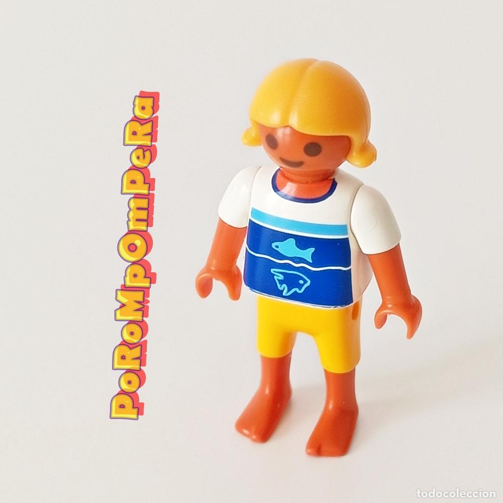 Playmobil: PLAYMOBIL FIGURA NI&Ntilde;A PIEL ANARANJADA CUSTOM/COMPLETAR INFANTIL PLAYA PISCINA VERANO T8
