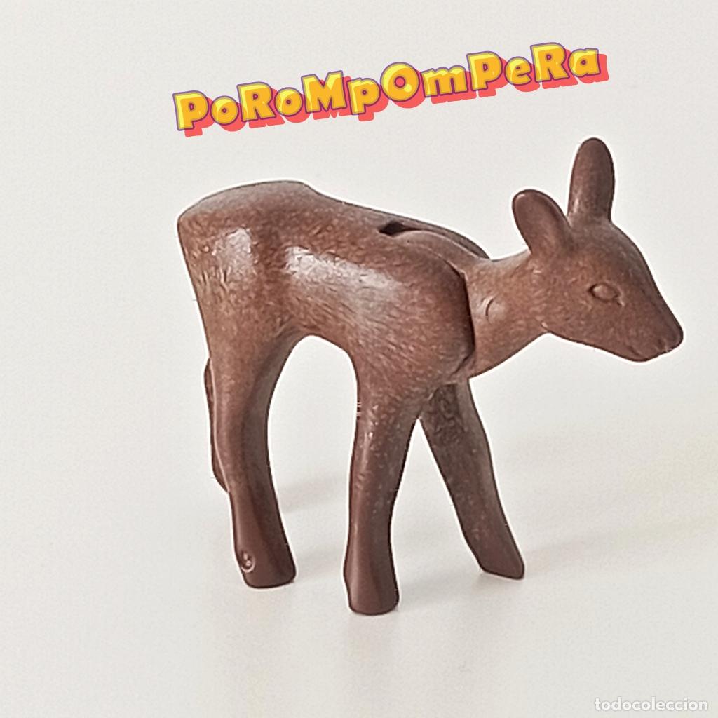 Playmobil: PLAYMOBIL CERVATILLO MARR&Oacute;N OSCURO CR&Iacute;A CIERVO ANIMAL SALVAJE BOSQUE T8
