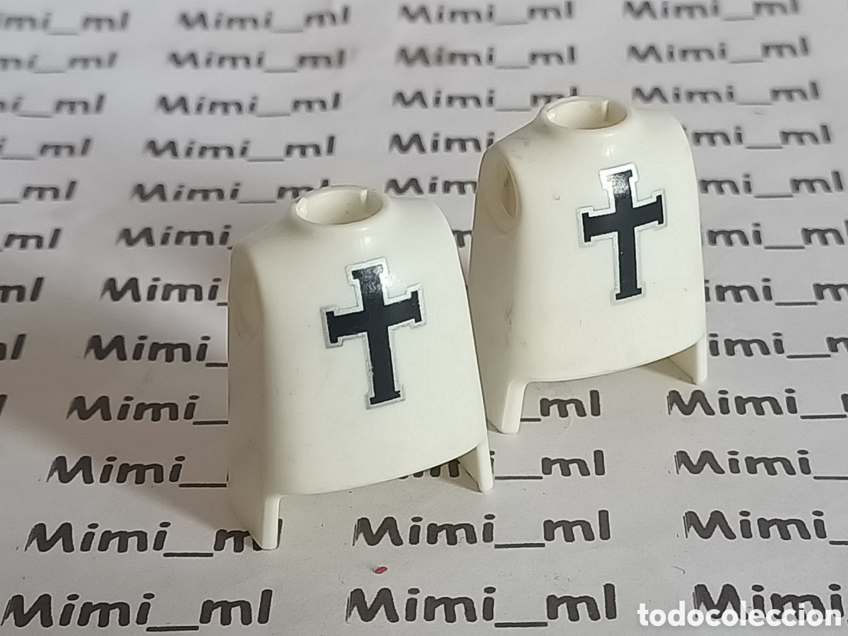 Playmobil: Playmobil 2 torsos blancos caballero medieval templarios cruzadas cruz negra