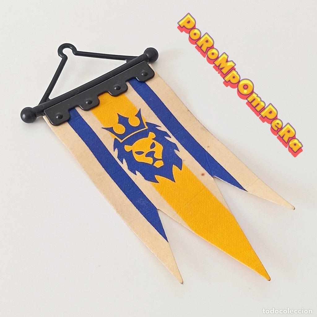 Playmobil: PLAYMOBIL ESTANDARTE MEDIEVAL TELA GRAN CASTILLO DE LOS LEONES 3268 + ENGANCHE SUJECI&Oacute;N NEGRO T8