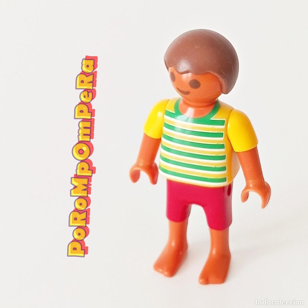 Playmobil: PLAYMOBIL FIGURA NI&Ntilde;O PIEL ANARANJADA CUSTOM/COMPLETAR INFANTIL PLAYA PISCINA VERANO T8