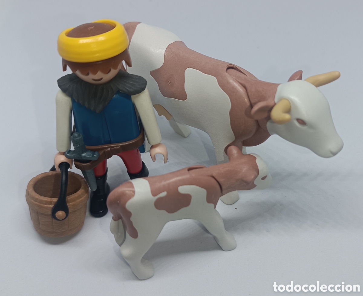 Playmobil: Playmobil Vaca con Ternero y Pastor Bel&eacute;n