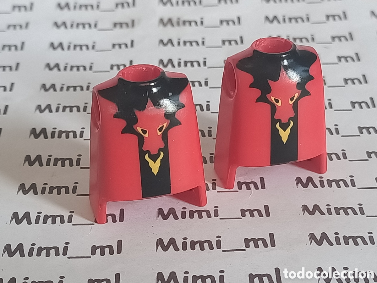 Playmobil: Playmobil 2 torsos rojos hombre caballero medieval castillo drag&oacute;n rojo