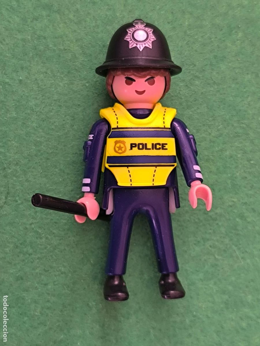 Playmobil: Playmobil figura polic&iacute;a brit&aacute;nico londinense con casco y porra city ciudad victoriano