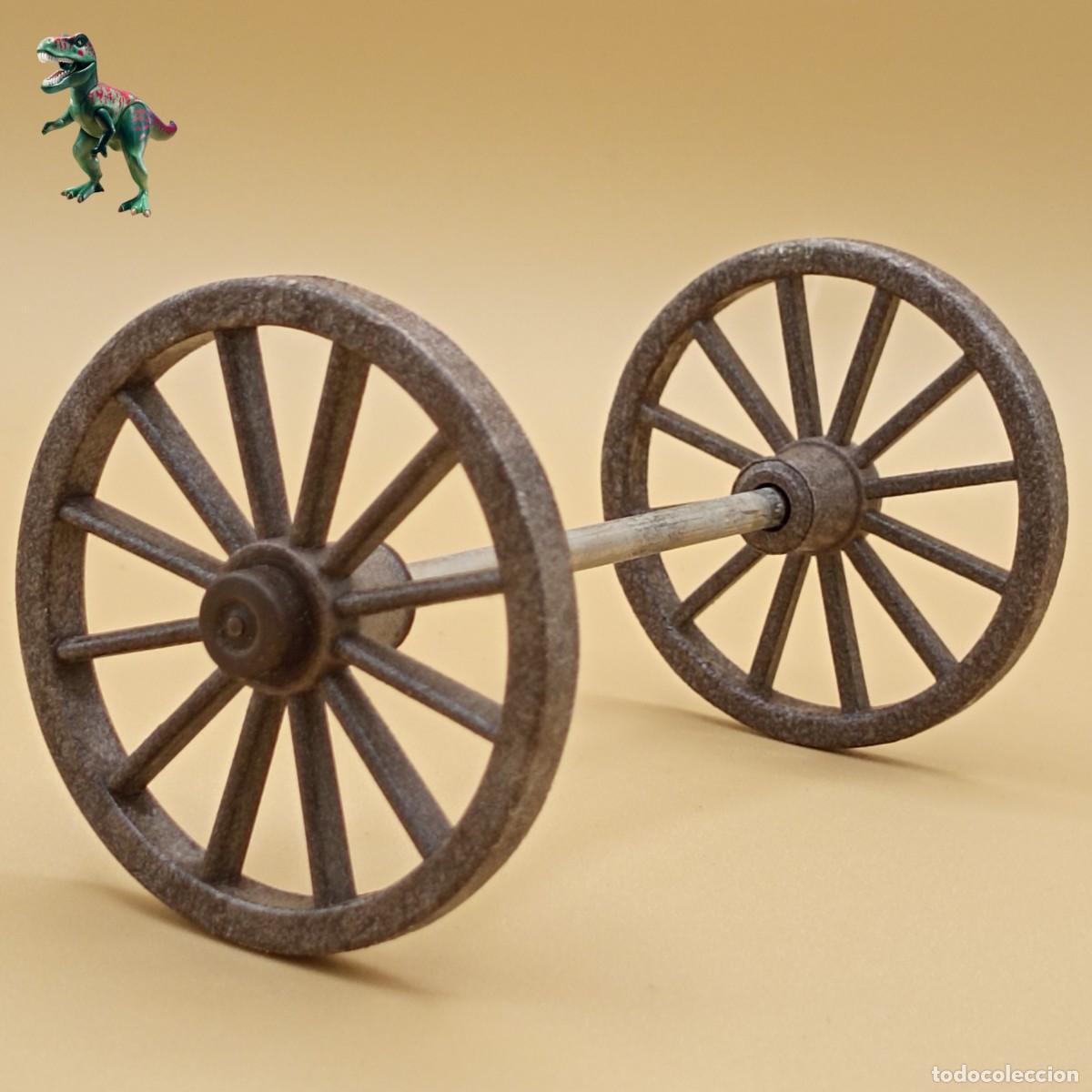 Playmobil: Playmobil eje de ruedas traseras grandes marron carro carruaje carromato carreta oeste western 3503