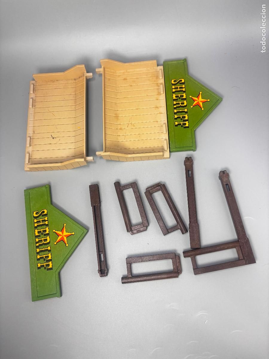 Playmobil: playmobil 3786 lote letrero tejado porche y soporte pilares casa sheriff oeste