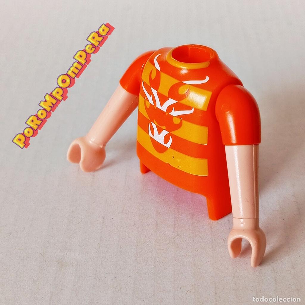 Playmobil: PLAYMOBIL TORSO CAMISETA NARANJA + BRAZO A JUEGO MANGA CORTA COMPLETAR/CUSTOM TO7