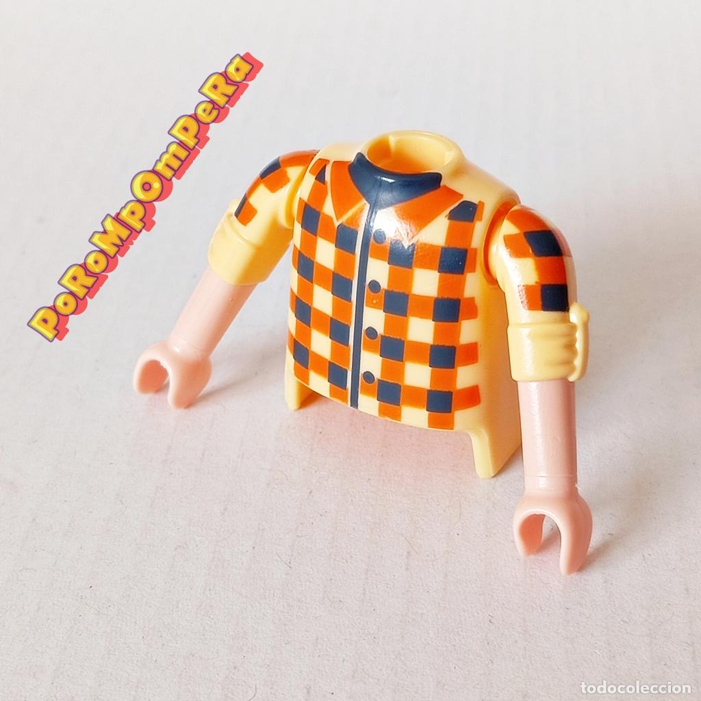 Playmobil: PLAYMOBIL TORSO CAMISA CUADROS + BRAZO A JUEGO MANGA CORTA REMANGADA COMPLETAR/CUSTOM TO7