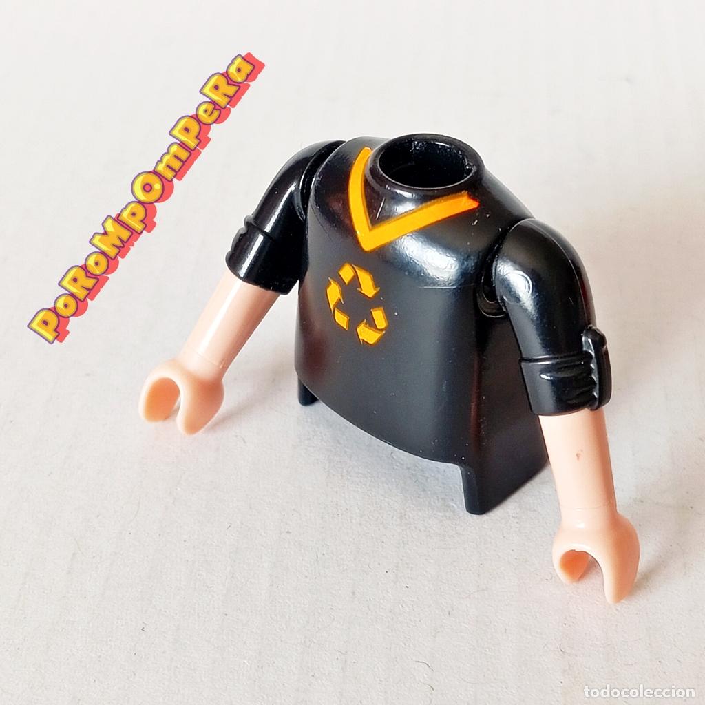 Playmobil: PLAYMOBIL TORSO CAMISETA O SUDADERA NEGRA + BRAZO A JUEGO MANGA REMANGADA COMPLETAR/CUSTOM TO7