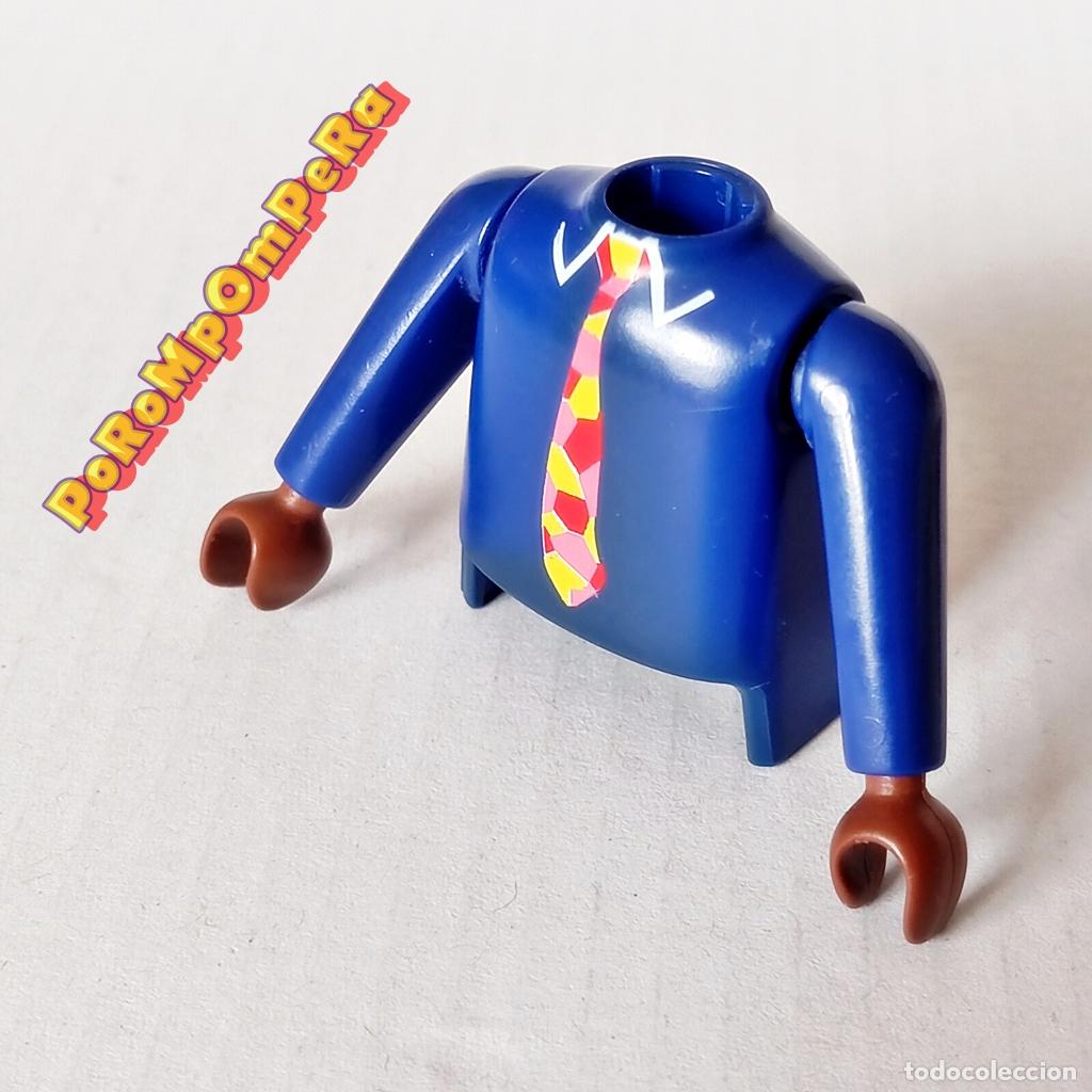 Playmobil: PLAYMOBIL TORSO CAMISA AZUL CORBATA + BRAZO A JUEGO MANGA LARGA PIEL NEGRA COMPLETAR/CUSTOM TO7