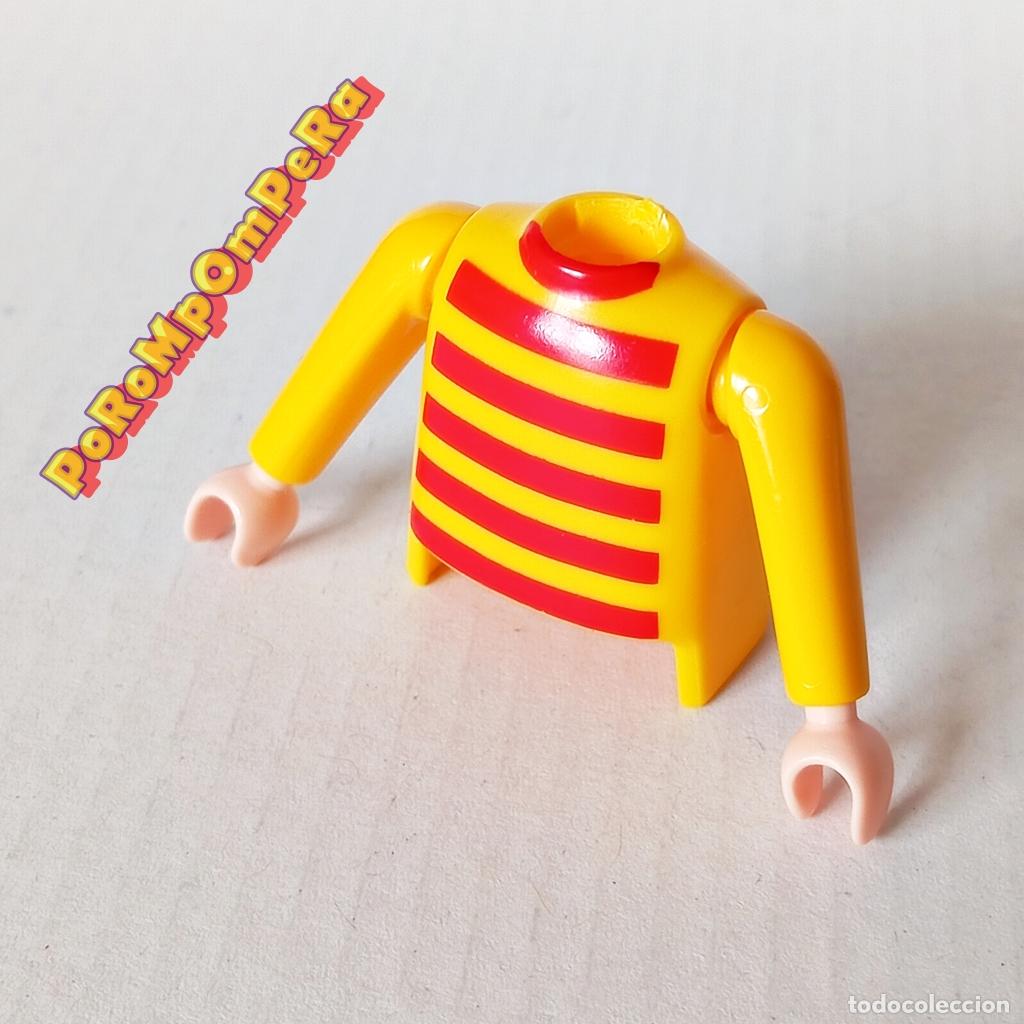 Playmobil: PLAYMOBIL TORSO CAMISETA AMARILLA RAYAS + BRAZO A JUEGO MANGA LARGA JERSEY COMPLETAR/CUSTOM TO7