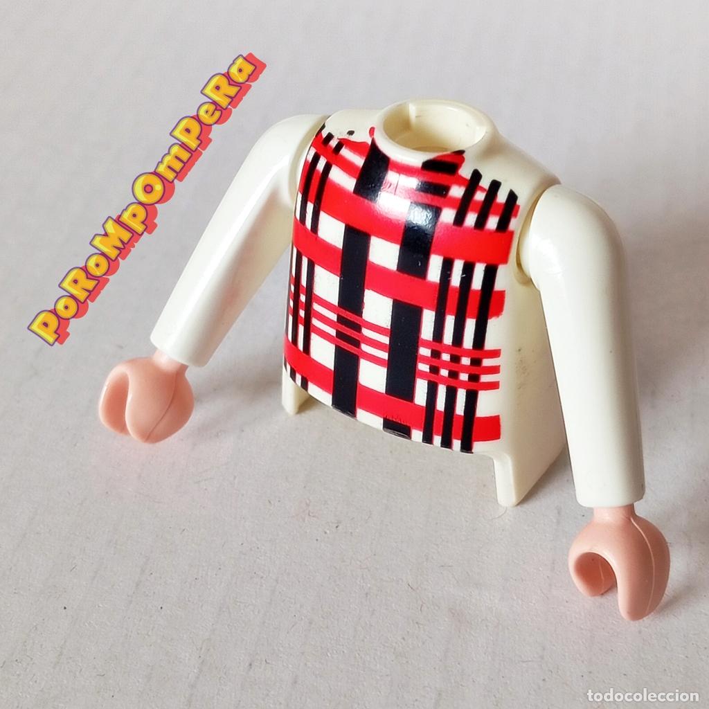 Playmobil: PLAYMOBIL TORSO BLANCO RAYAS + BRAZO A JUEGO MANGA LARGA COMPLETAR/CUSTOM TO7