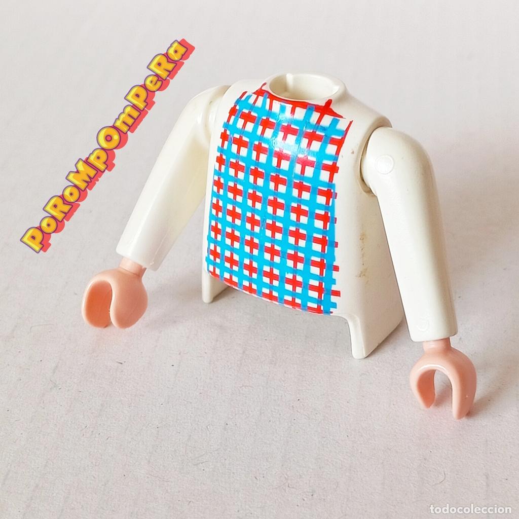 Playmobil: PLAYMOBIL TORSO BLANCO RAYAS + BRAZO A JUEGO MANGA LARGA CAMISETA JERSEY COMPLETAR/CUSTOM TO7
