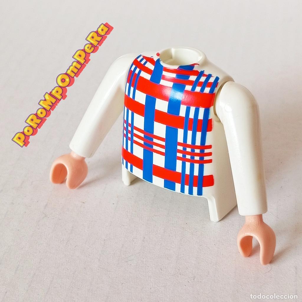 Playmobil: PLAYMOBIL TORSO BLANCO RAYAS + BRAZO A JUEGO MANGA LARGA CAMISETA JERSEY COMPLETAR/CUSTOM TO7