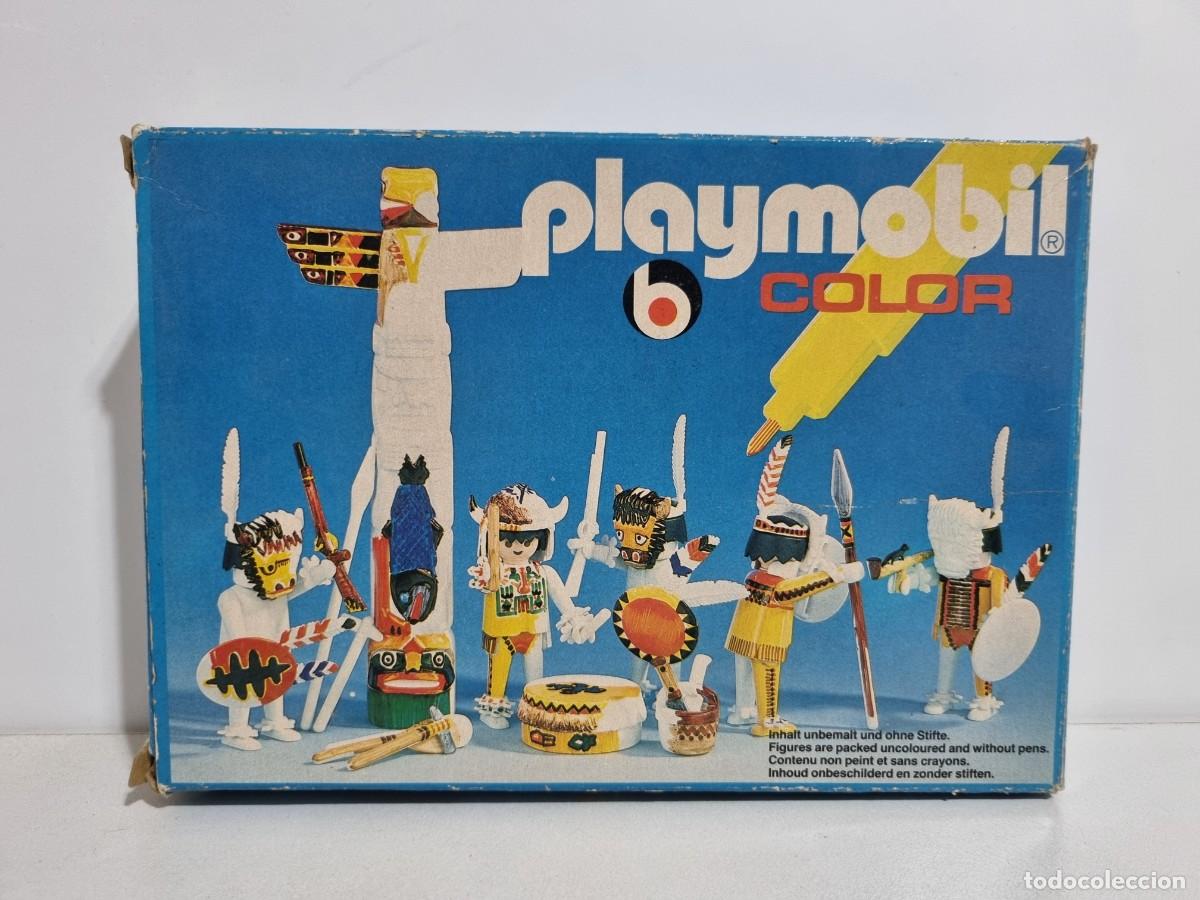 Playmobil: Playmobil 3620 Antiguo Set Tribu Guerrero Brujo Indio Poblado Blanco Serie Color