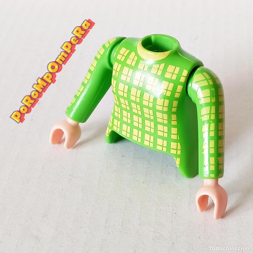 Playmobil: PLAYMOBIL TORSO MUJER VERDE + BRAZO CURVO A JUEGO MANGA LARGA JERSEY COMPLETAR/CUSTOM CHICA TO7