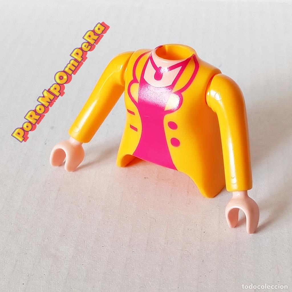 Playmobil: PLAYMOBIL TORSO MUJER ANARANJADO + BRAZO CURVO A JUEGO MANGA LARGA REBECA COMPLETAR/CUSTOM CHICA TO7