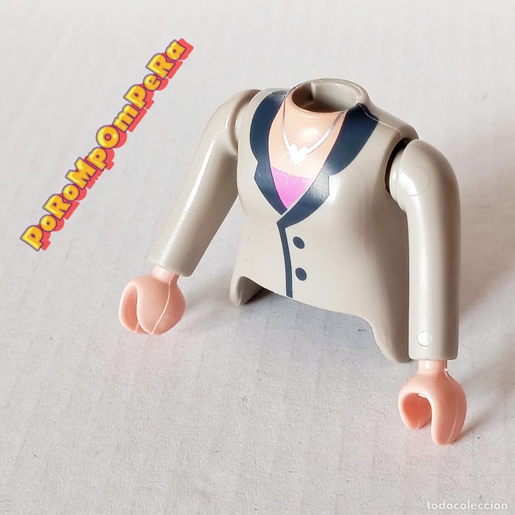 Playmobil: PLAYMOBIL TORSO MUJER GRIS + BRAZO CURVO A JUEGO MANGA LARGA CHAQUETA COMPLETAR/CUSTOM CHICA TO7