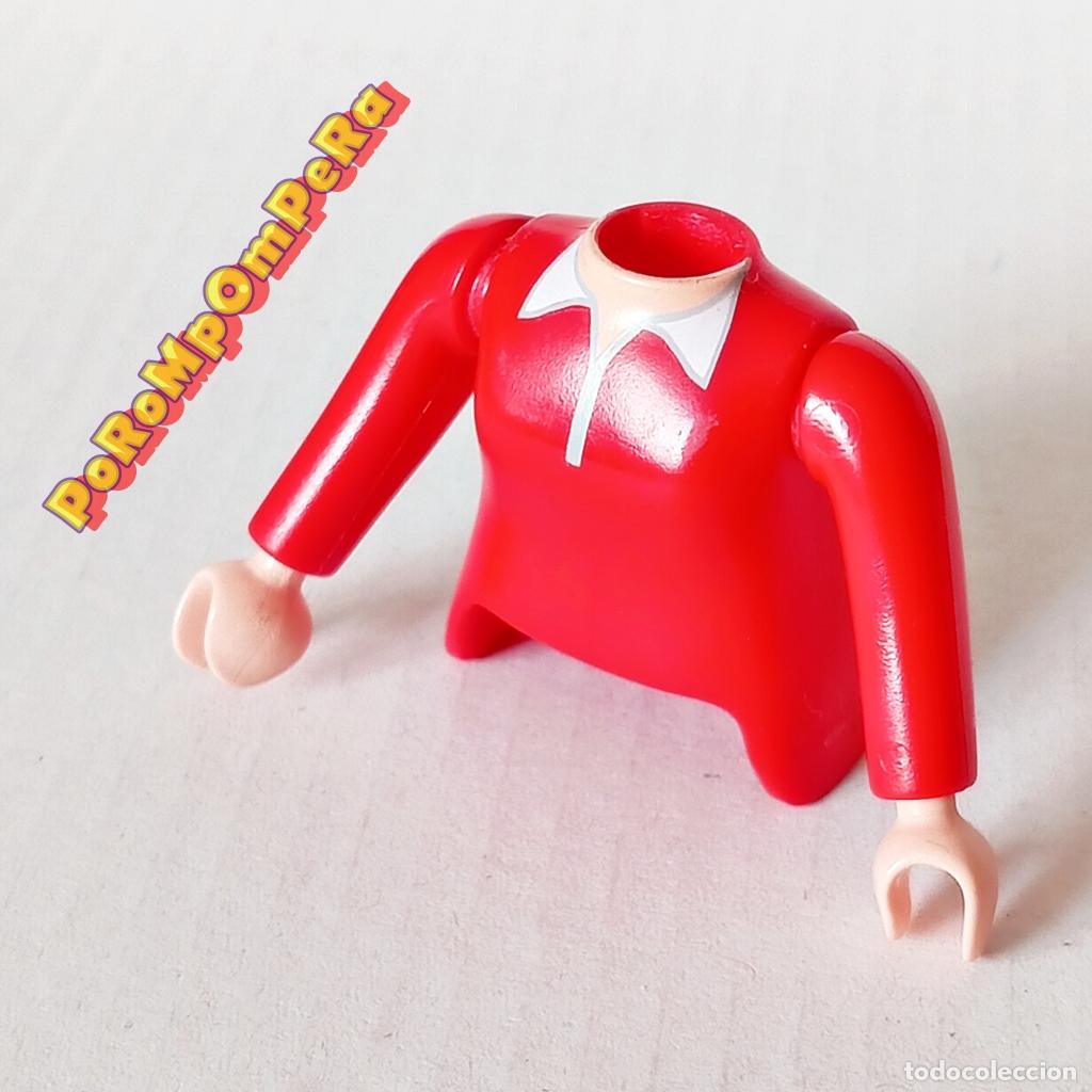 Playmobil: PLAYMOBIL TORSO MUJER ROJO + BRAZO CURVO A JUEGO MANGA LARGA COMPLETAR/CUSTOM CHICA TO7