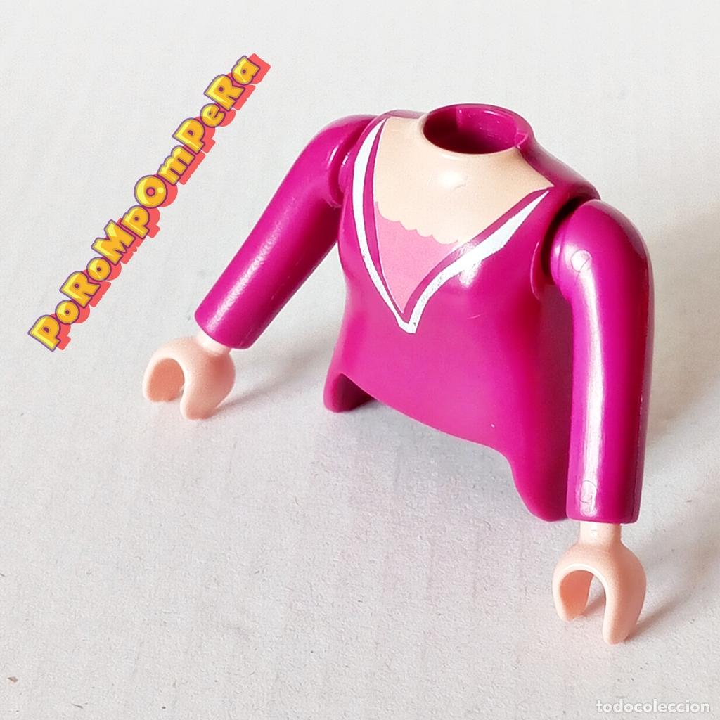 Playmobil: PLAYMOBIL TORSO MUJER MORADO + BRAZO CURVO A JUEGO MANGA LARGA COMPLETAR/CUSTOM CHICA TO7