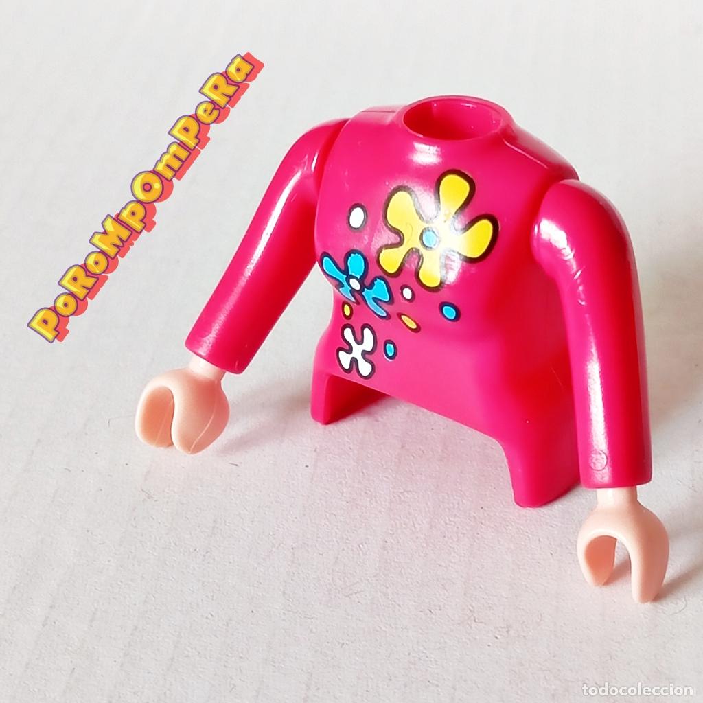 Playmobil: PLAYMOBIL TORSO MUJER ROSA FUERTE + BRAZO CURVO A JUEGO MANGA LARGA COMPLETAR/CUSTOM CHICA TO7