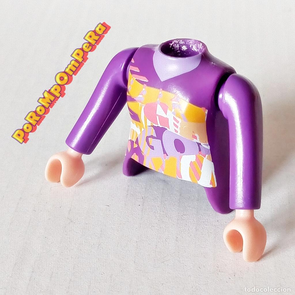 Playmobil: PLAYMOBIL TORSO MUJER MORADO + BRAZO CURVO A JUEGO MANGA LARGA COMPLETAR/CUSTOM CHICA TO7