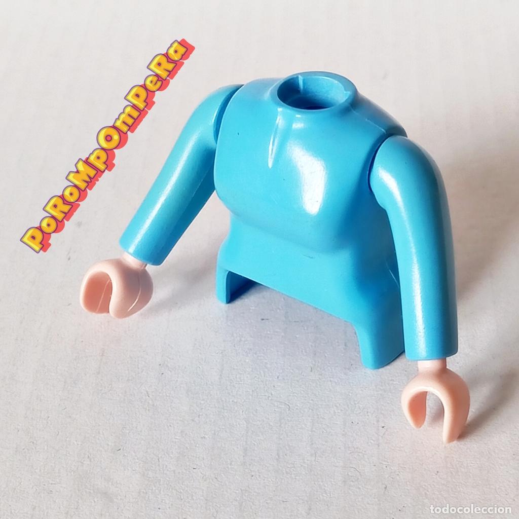 Playmobil: PLAYMOBIL TORSO MUJER AZULADO + BRAZO CURVO A JUEGO MANGA LARGA COMPLETAR/CUSTOM CHICA TO7
