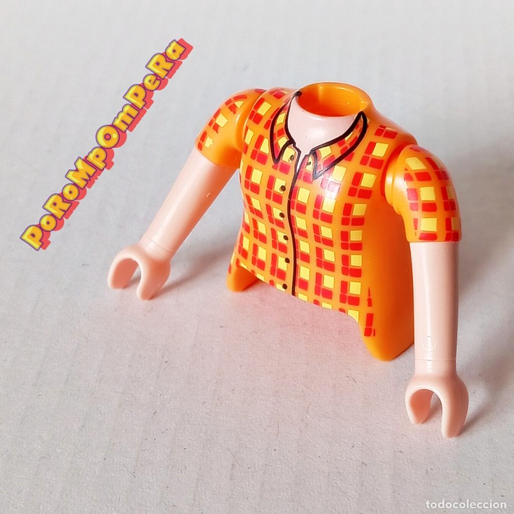 Playmobil: PLAYMOBIL TORSO MUJER ANARANJADO + BRAZO CURVO A JUEGO MANGA CORTA BLUSA COMPLETAR/CUSTOM CHICA TO7
