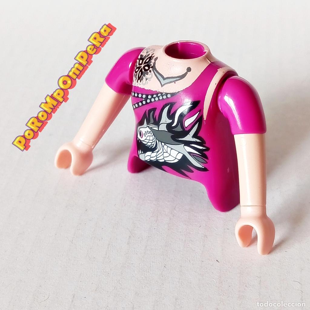 Playmobil: PLAYMOBIL TORSO MUJER MORADO + BRAZO CURVO A JUEGO MANGA CORTA CAMISETA COMPLETAR/CUSTOM CHICA TO7