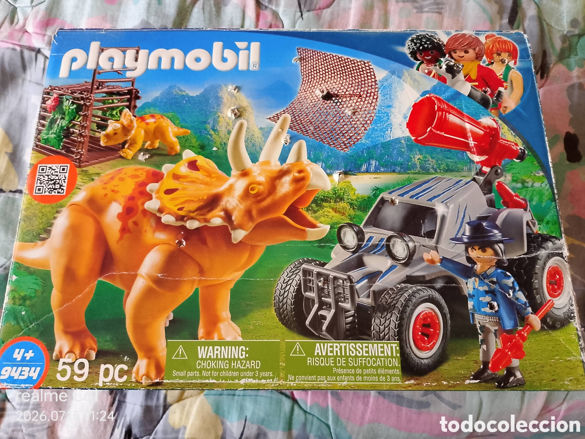 Playmobil: PLAYMOBIL Alemania 2017 RF 9434 COCHE Quad, Jaula troncos, 3 Triceratops, Mujer cazadora SAURUS TEAM