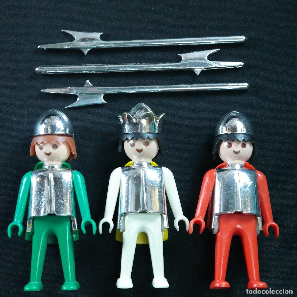 Playmobil: Playmobil 3 caballeros cromados con alabardas☼