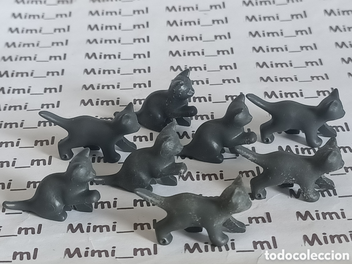 Playmobil: Playmobil lote 8 gatos grises oscuros gatitos animales