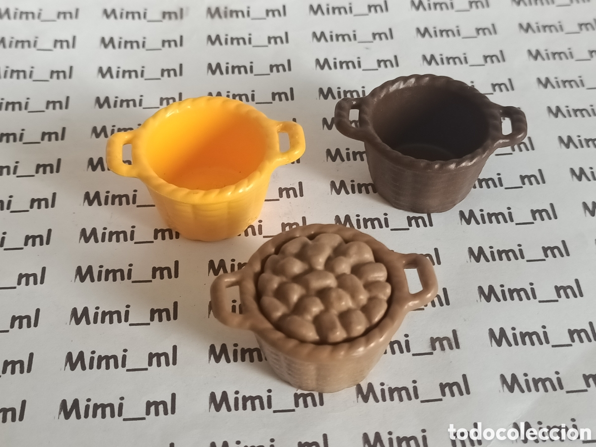 Playmobil: Playmobil 3 cestos mimbre canastos patatas comida medieval tienda mercado