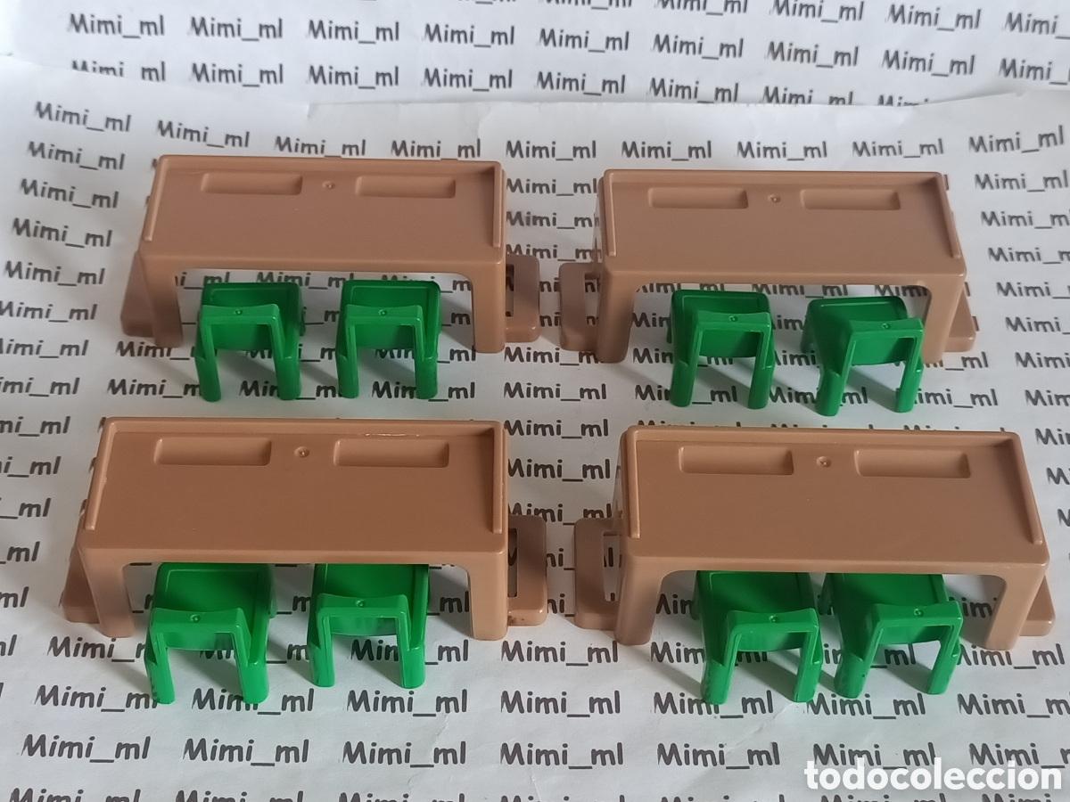 Playmobil: Playmobil 3522 4 pupitres y 8 sillas ni&ntilde;o colegio primera &eacute;poca escuela mesas