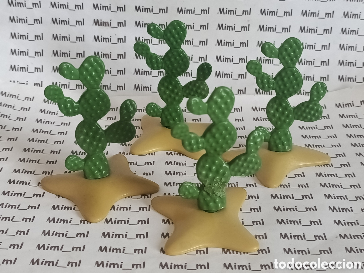 Playmobil: Playmobil 4 cactus peque&ntilde;os con bases desierto western oeste
