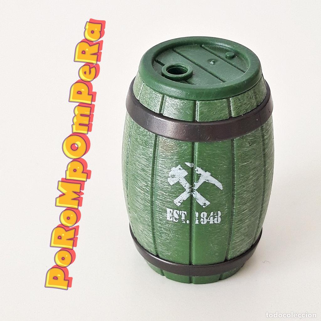 Playmobil: PLAYMOBIL BARRIL O TONEL VERDE CON TAPA P&Oacute;LVORA DINAMITA OESTE PIRATA D9
