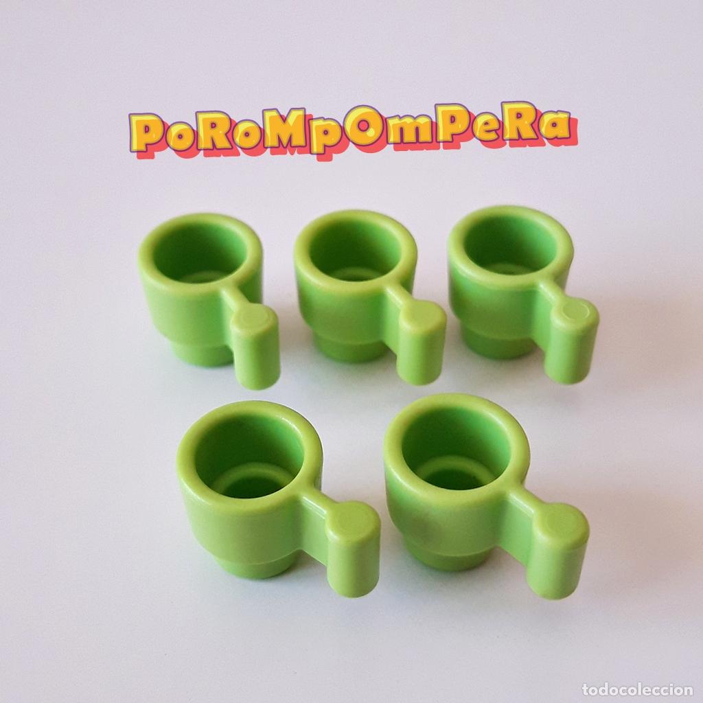 Playmobil: PLAYMOBIL LOTE X5 VASOS VERDE LIMA VAJILLA COCINA COMEDOR CAFETER&Iacute;A RESTAURANTE TAZA VJ