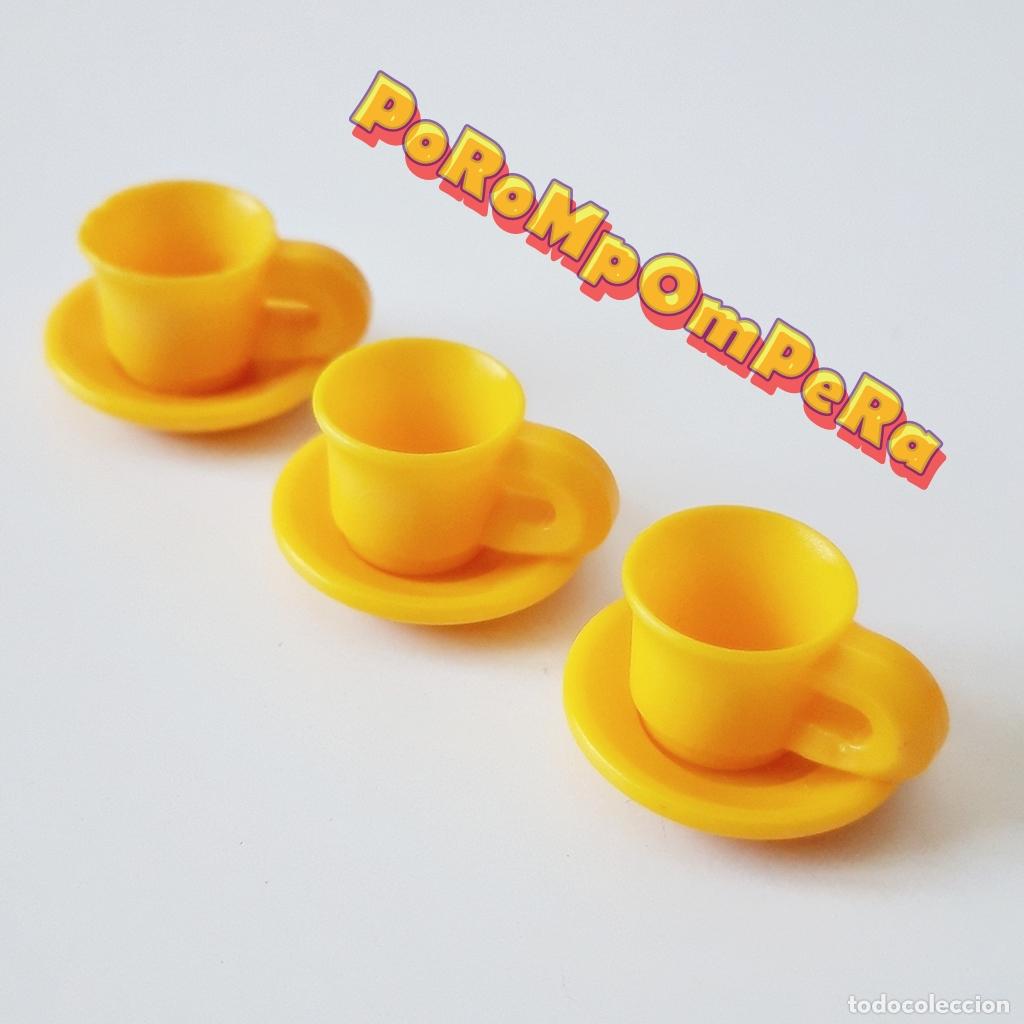 Playmobil: PLAYMOBIL LOTE X3 TAZAS AMARILLAS + PLATOS PEQUE&Ntilde;OS VAJILLA COCINA COMEDOR CAFETER&Iacute;A RESTAURANTE VJ