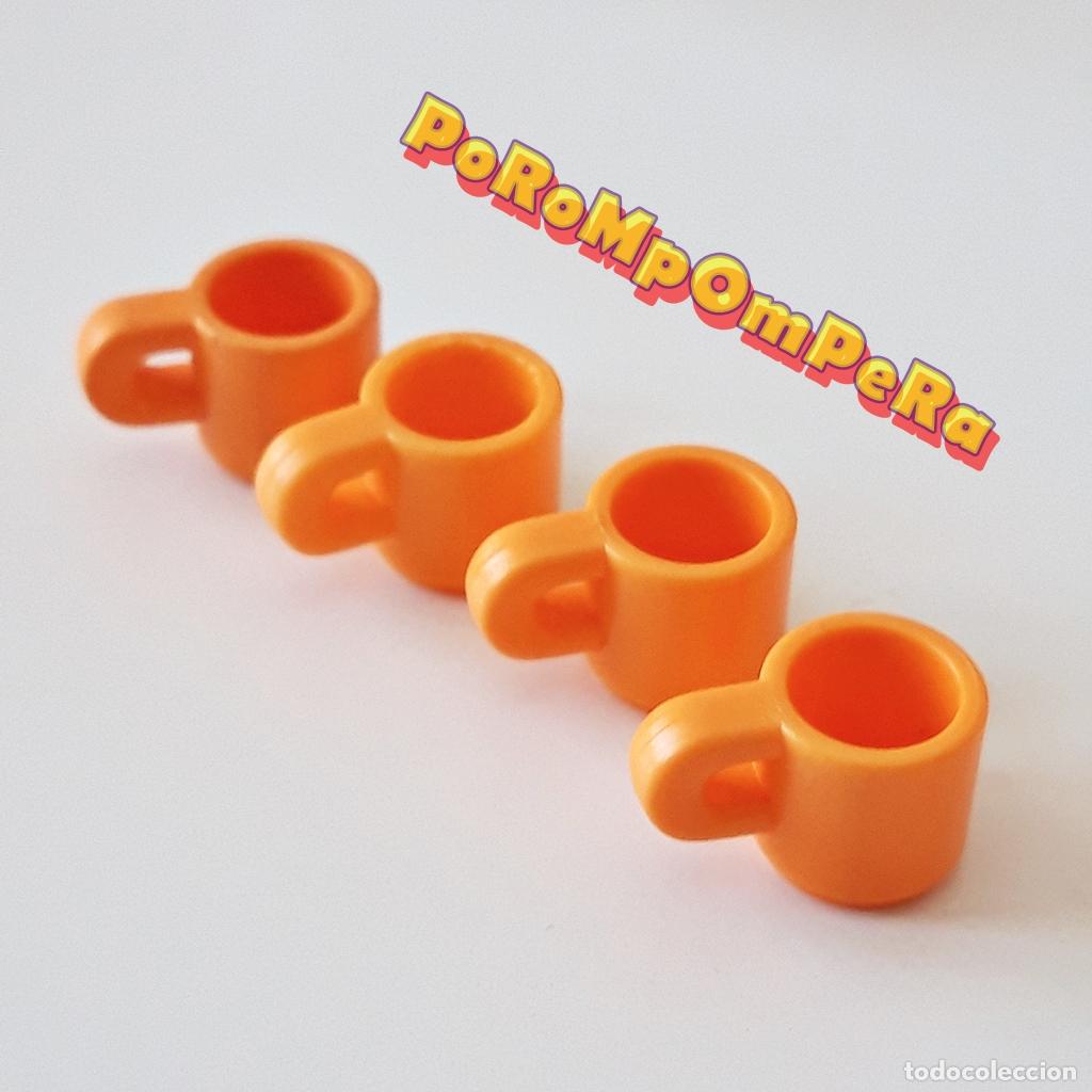 Playmobil: PLAYMOBIL LOTE 4 TAZAS NARANJAS VAJILLA COCINA COMEDOR RESTAURANTE VJ