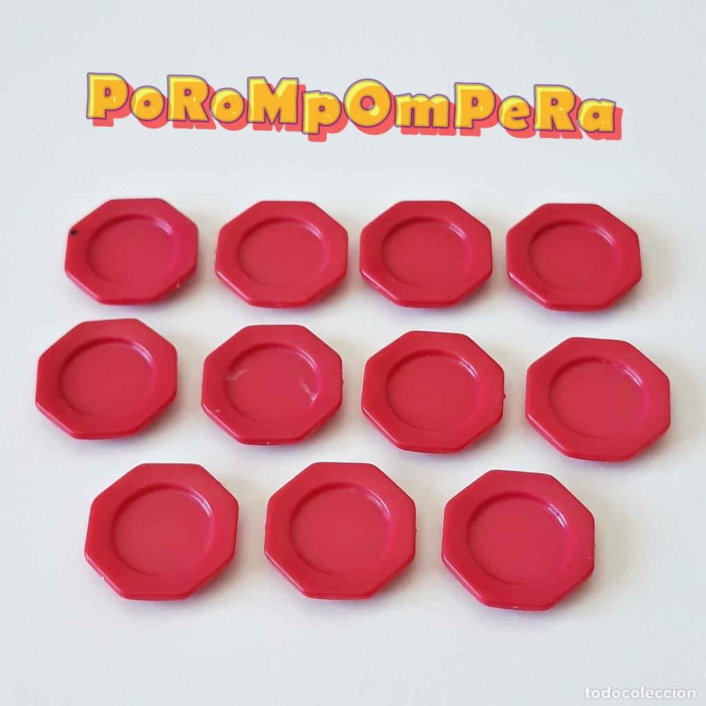 Playmobil: PLAYMOBIL LOTE X11 PLATOS MEDIANOS ROSA OSCURO VAJILLA COCINA COMEDOR CAFETER&Iacute;A RESTAURANTE VJ