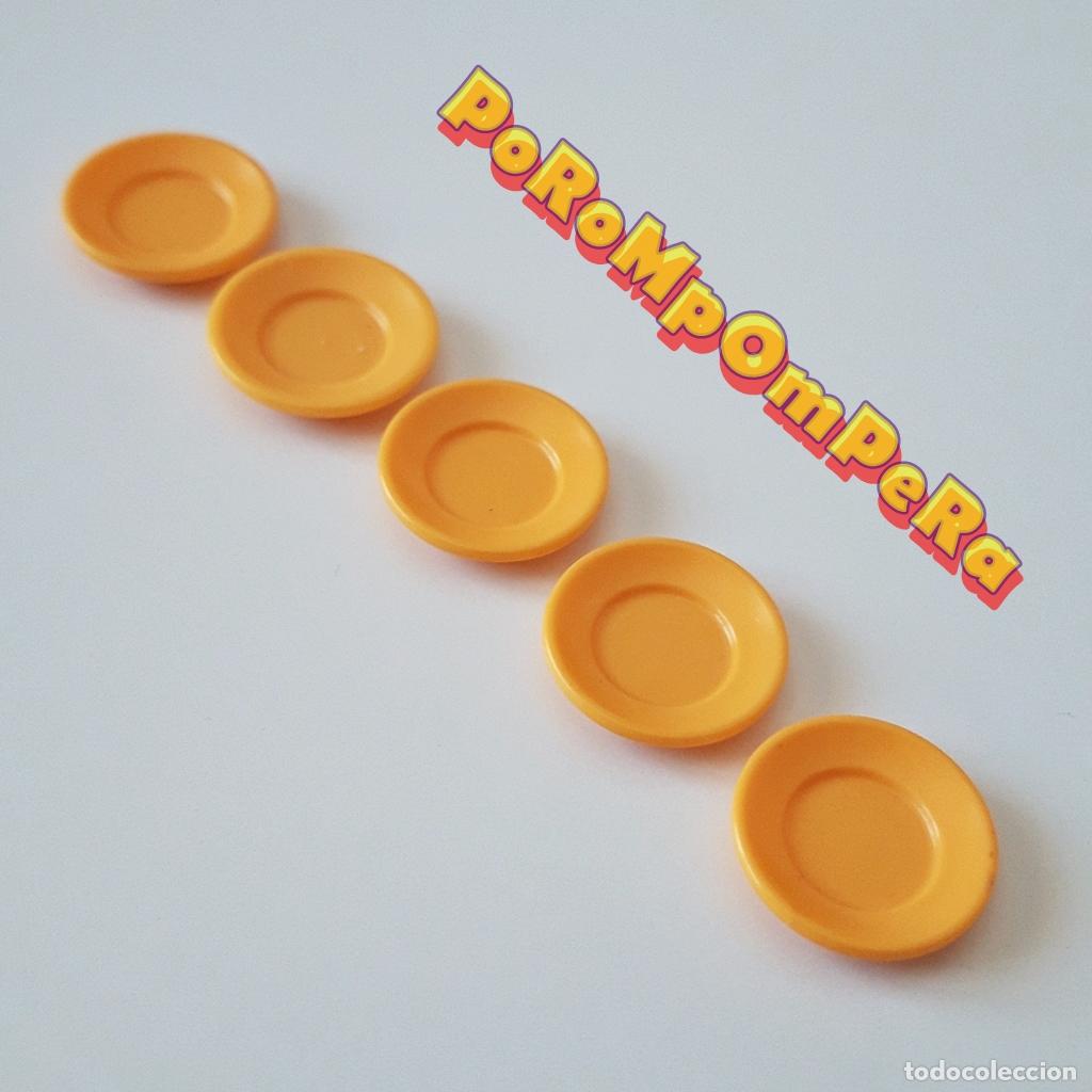 Playmobil: PLAYMOBIL LOTE X5 PLATOS PEQUE&Ntilde;OS MOSTAZA VAJILLA COCINA COMEDOR CAFETER&Iacute;A RESTAURANTE VJ