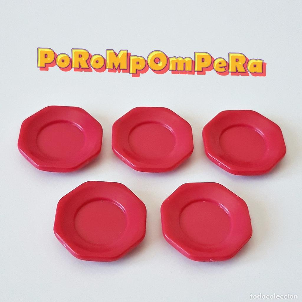 Playmobil: PLAYMOBIL LOTE X5 PLATOS PEQUE&Ntilde;OS ROSA OSCURO VAJILLA COCINA COMEDOR CAFETER&Iacute;A RESTAURANTE VJ