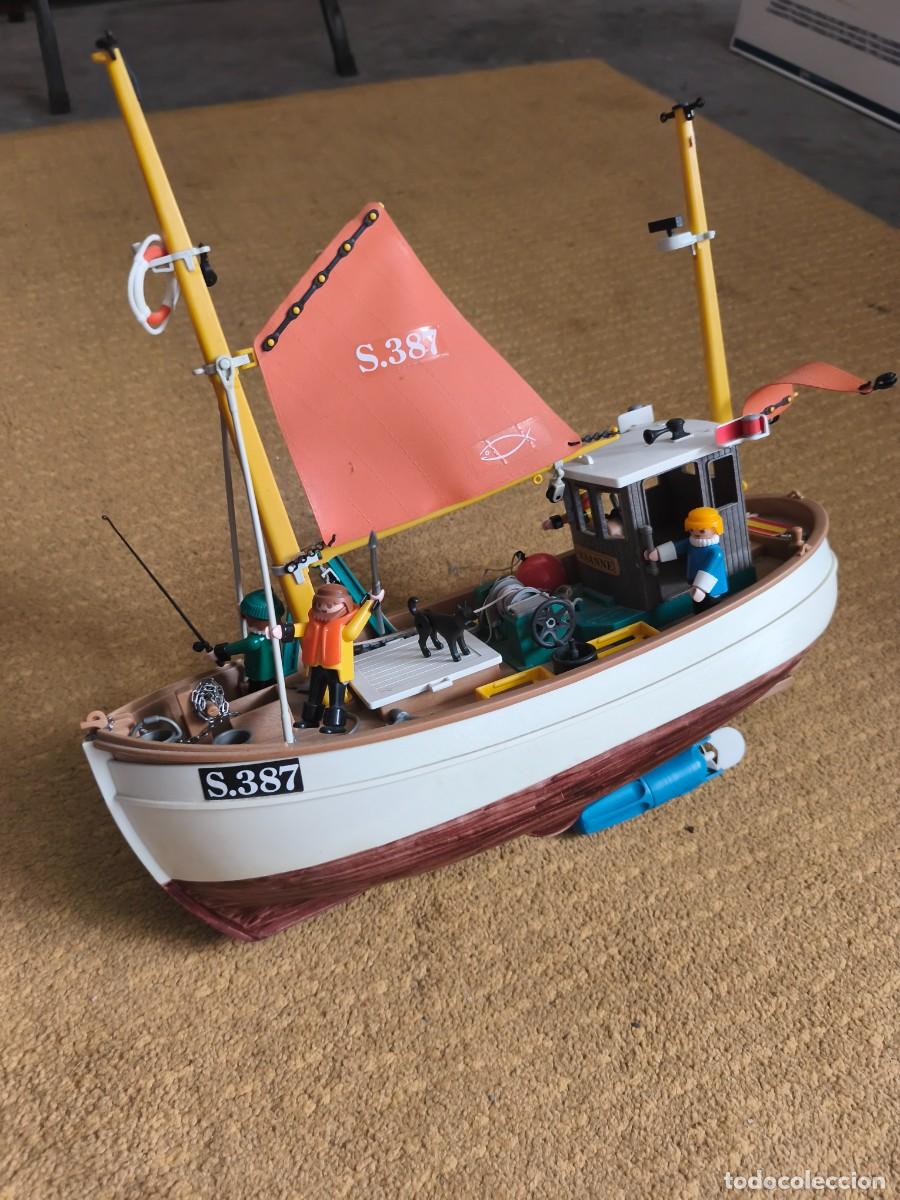 Playmobil: Playmobil 3551 . Barco de pesca susanne . Geobra 1983 . Con motor auxiliar y complementos
