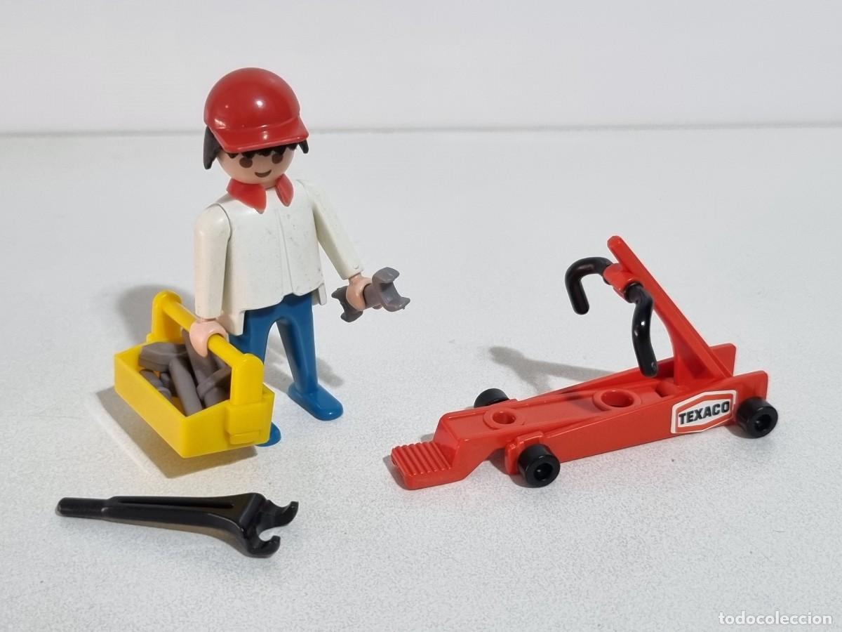 Playmobil: Playmobil 3303 Antiguo Mecanico Texaco Taller Elevador Gato Hidraulico