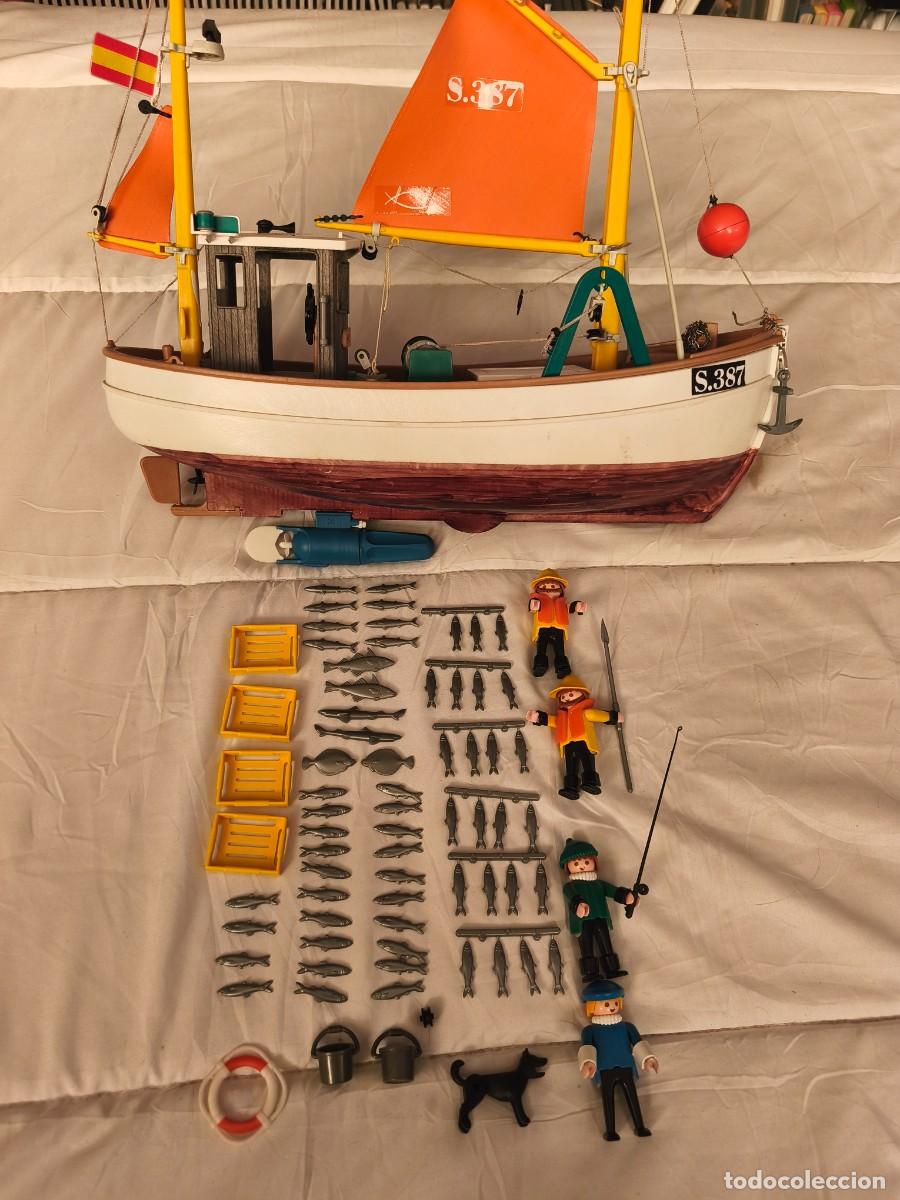 Playmobil: Playmobil 3551 . Barco de pesca susanne 1^ edici&oacute;n espa&ntilde;ola . Geobra 1983. motor auxiliar + extras.