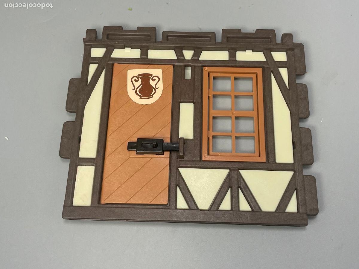 Playmobil: Playmobil pared con puerta cerrojo y ventana casa castillo medieval