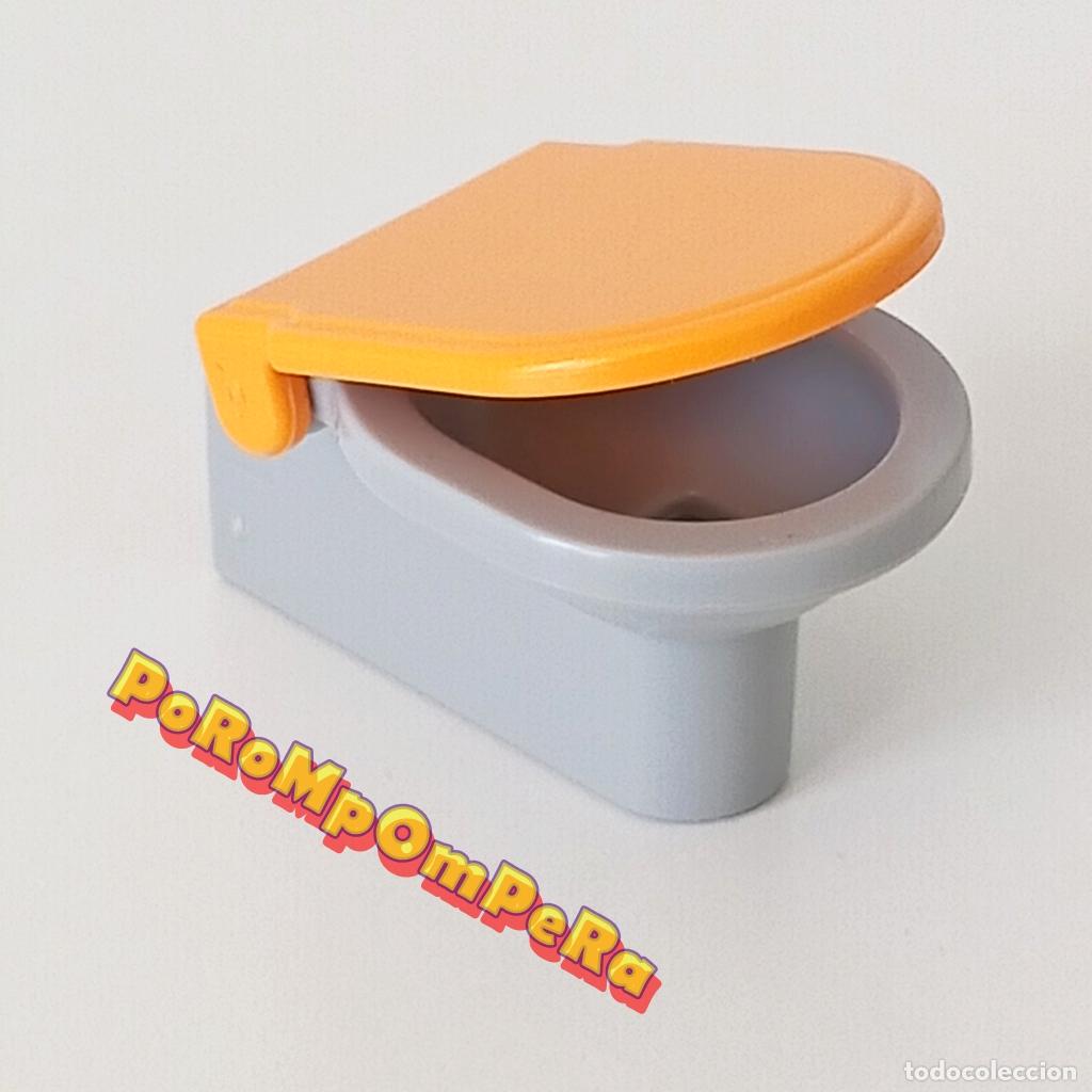 Playmobil: PLAYMOBIL INODORO GRIS OSCURO CON TAPA AMARILLO-MOSTAZA CUARTO DE BA&Ntilde;O WC WATER T9