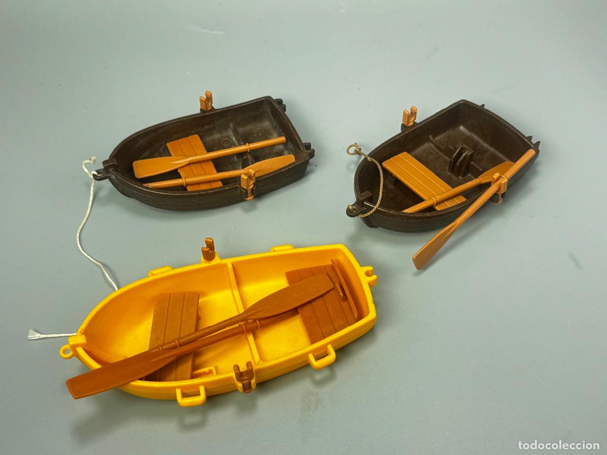 Playmobil: Playmobil lote barca peque&ntilde;a marr&oacute;n y grande amarilla