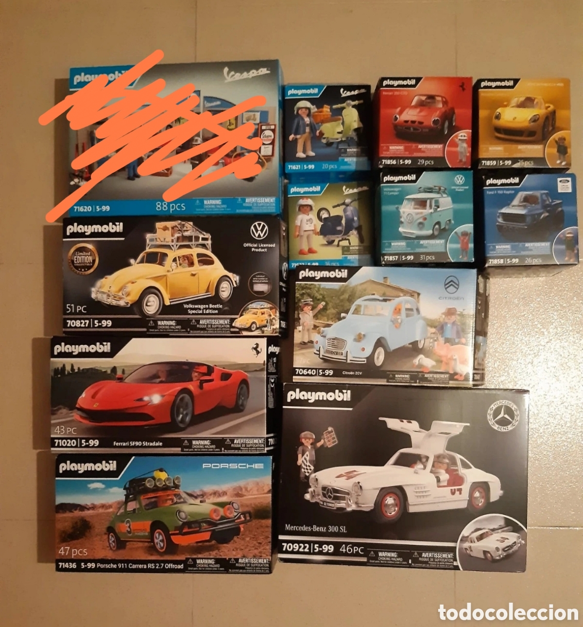 Playmobil: Lote de cajas vacias Ferrari Porsche Vespa Mercedes Volkswagen