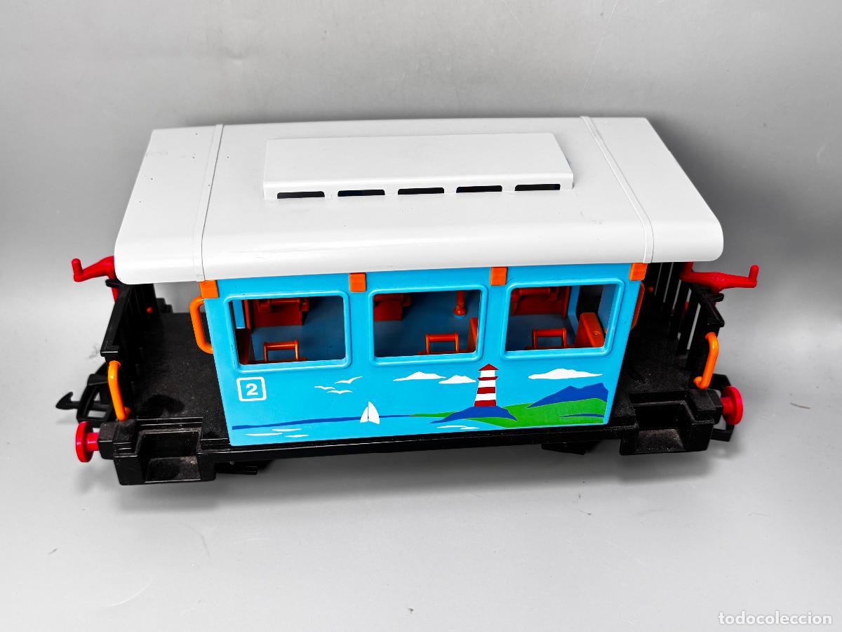 Playmobil: playmobil 4005 vag&oacute;n azul de pasajeros se regalan 6 v&iacute;as curvas RC de pl&aacute;stico